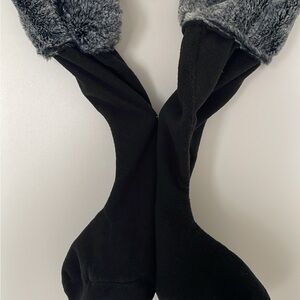 Black Polar Fleece Boot Liners with Faux Fur Cuffs